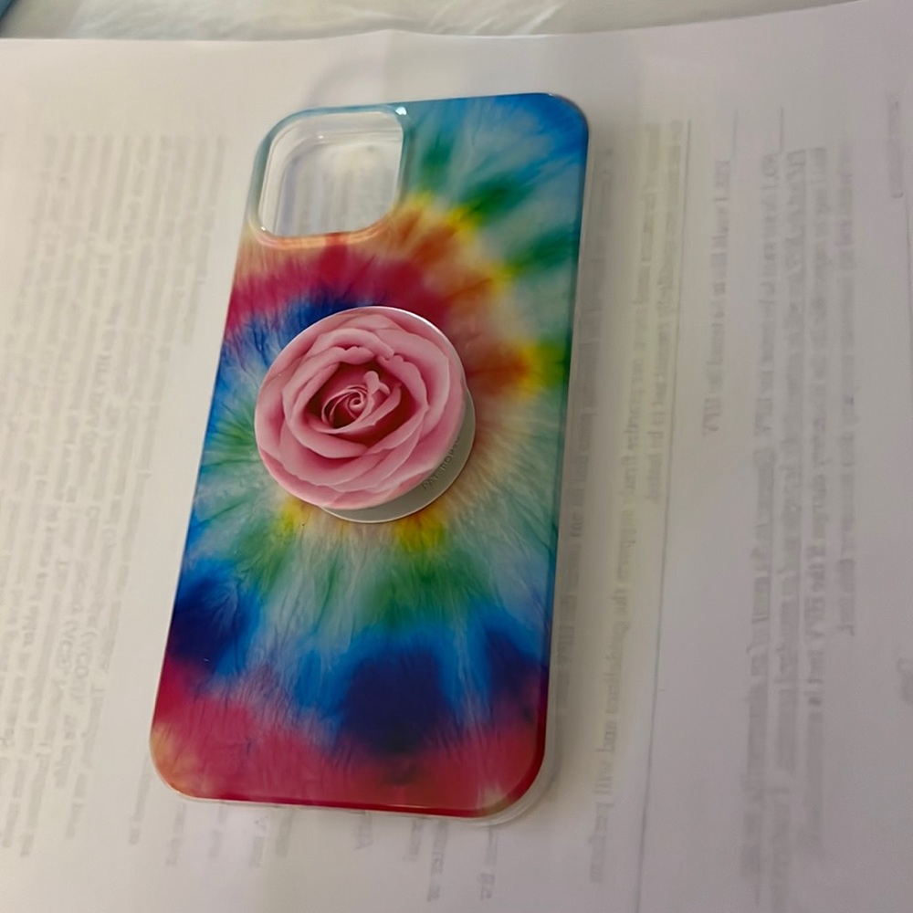 Rye dye I phone 13 case with attached pocket socket